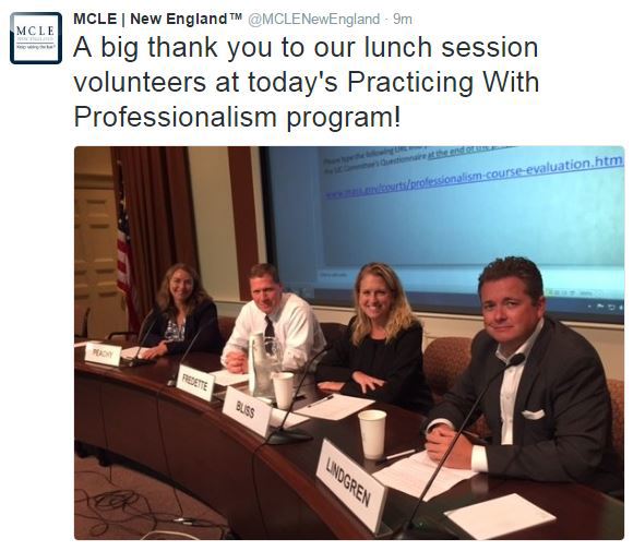 Dennis M. Lindgren Participates in MCLE Roundtable on Practicing with Professionalism for New Lawyers - Boston, MA